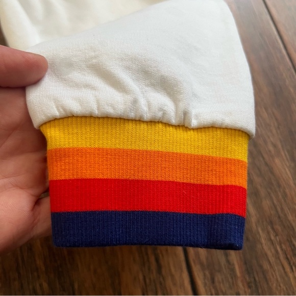 Aldi Gear Retro Hoodie Rainbow Trim Medium Pullover Sweatshirt White Logo Comfy - Picture 5 of 9